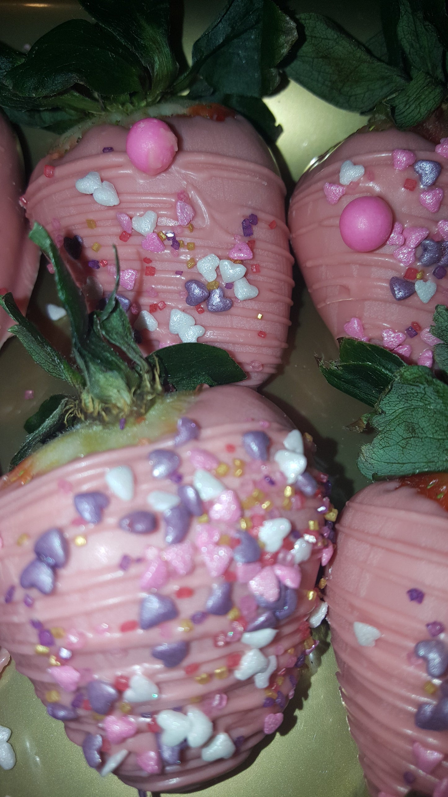 Strawberries - Chocolate Covered/Dipped (Pink w/ variety Sprinkles)