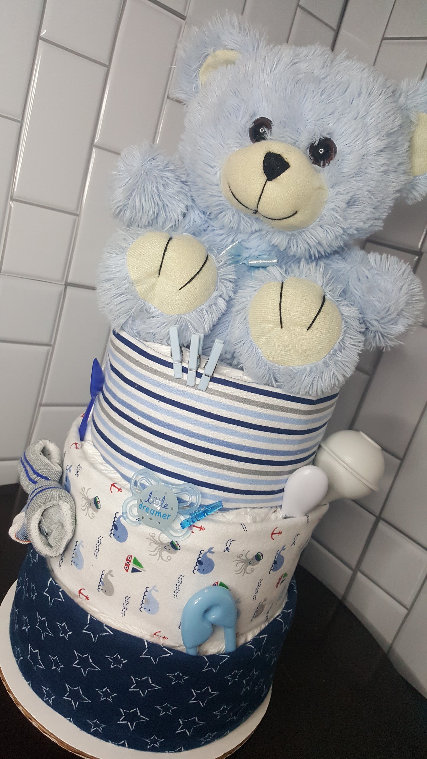 Diaper Cake - Blue Teddy (Boy)