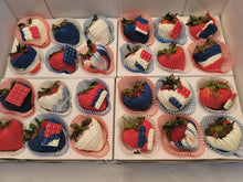 Load image into Gallery viewer, Strawberries - Chocolate Covered/Dipped Gourmet Box 4th of July
