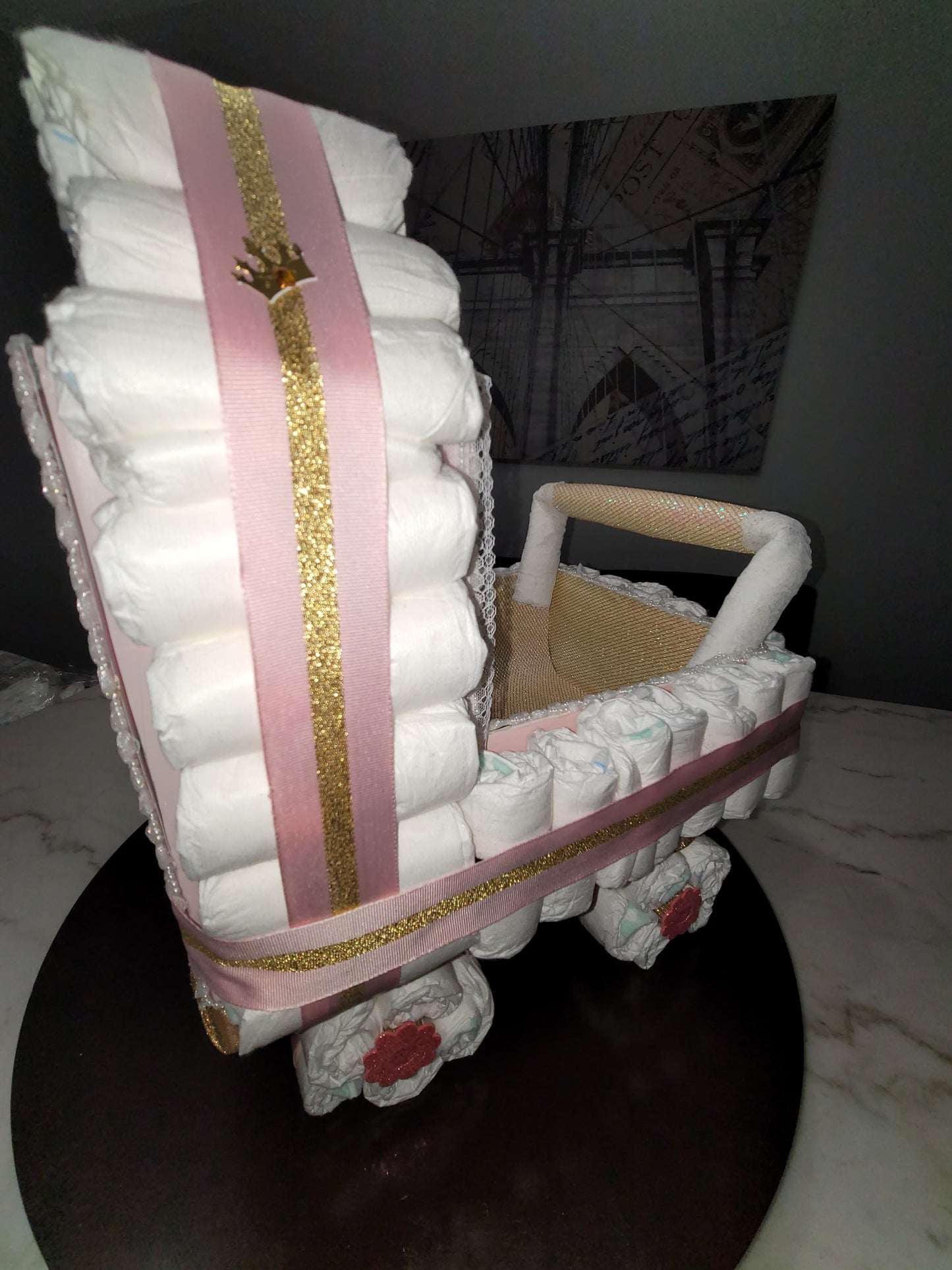 Diaper Cake - Baby Stroller (Girl)