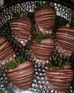 Strawberries - Chocolate Covered/Dipped (Pink w/Chocolate Drizzle)