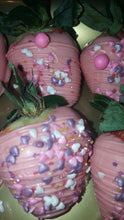 Load image into Gallery viewer, Strawberries - Chocolate Covered/Dipped (Pink w/ variety Sprinkles)
