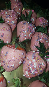 Strawberries - Chocolate Covered/Dipped (Pink w/ variety Sprinkles)