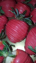 Load image into Gallery viewer, Strawberries - Chocolate Covered/Dipped (Red w/Red Drizzle)
