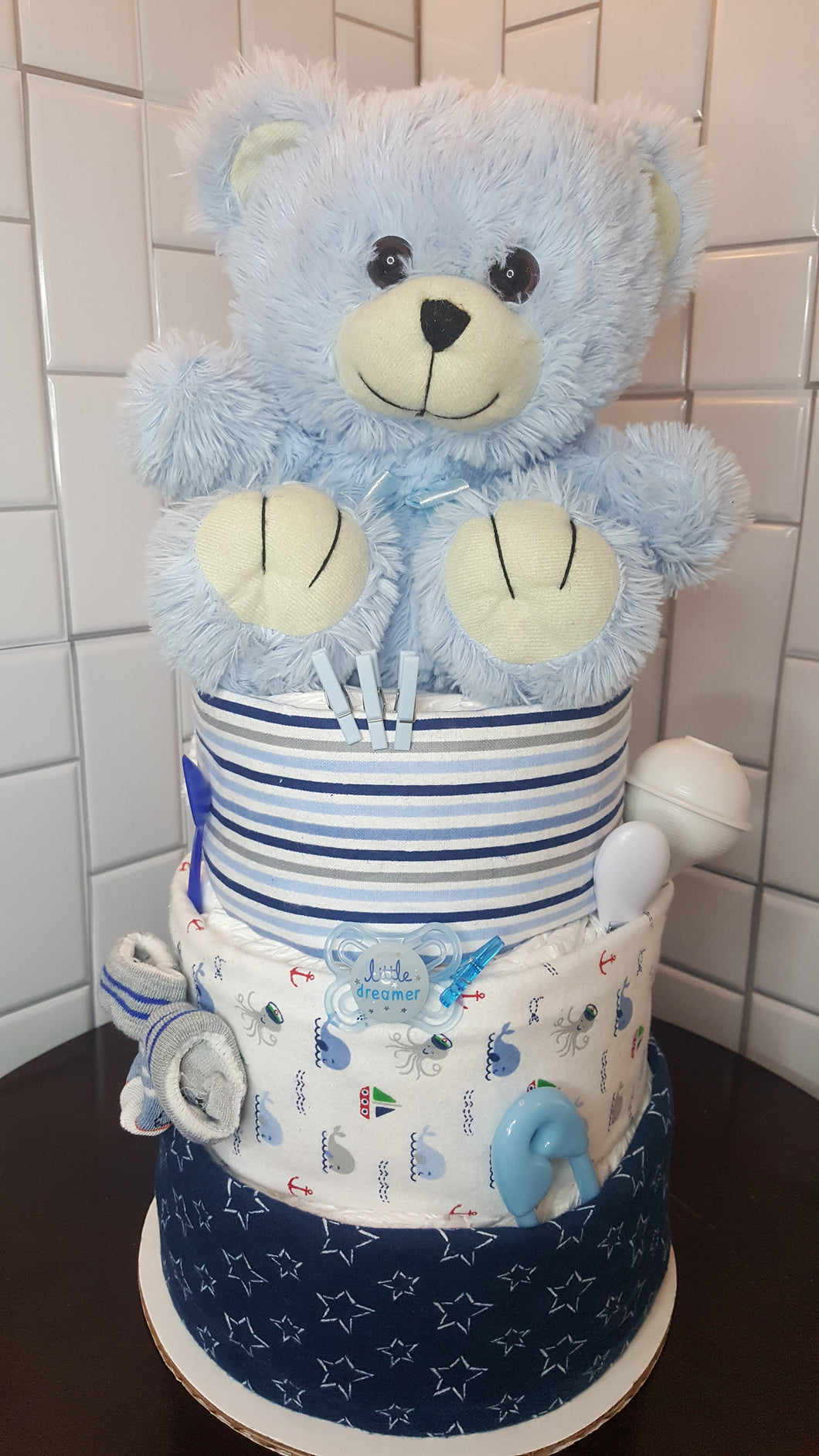 Diaper Cake - Blue Teddy (Boy)