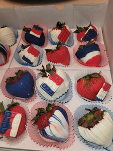 Strawberries - Chocolate Covered/Dipped Gourmet Box 4th of July