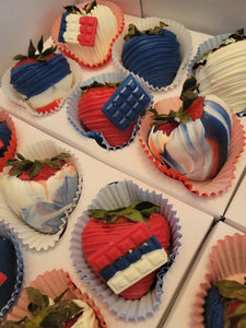 Strawberries - Chocolate Covered/Dipped Gourmet Box 4th of July