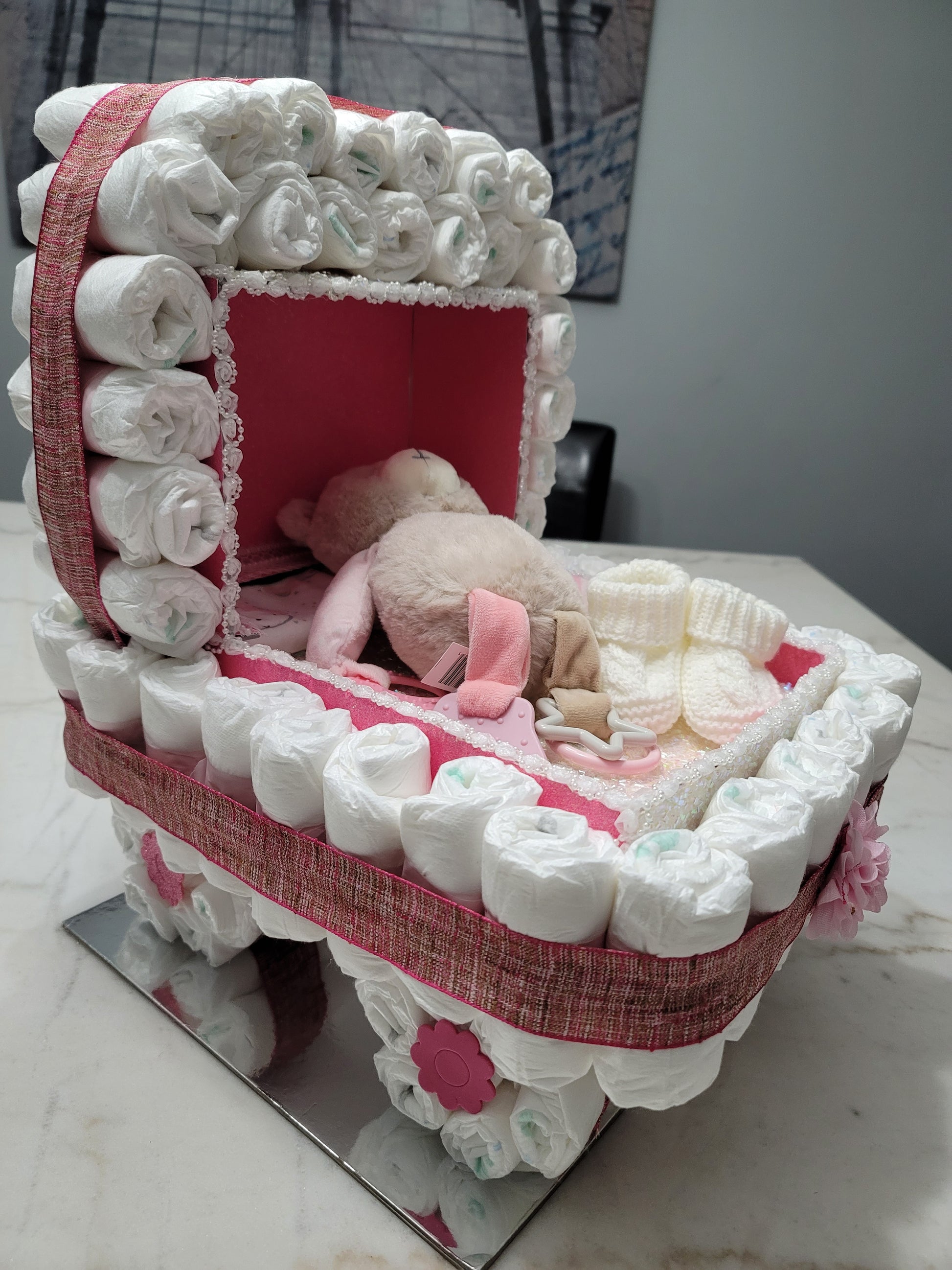Diaper Cake Baby Stroller (Girl)