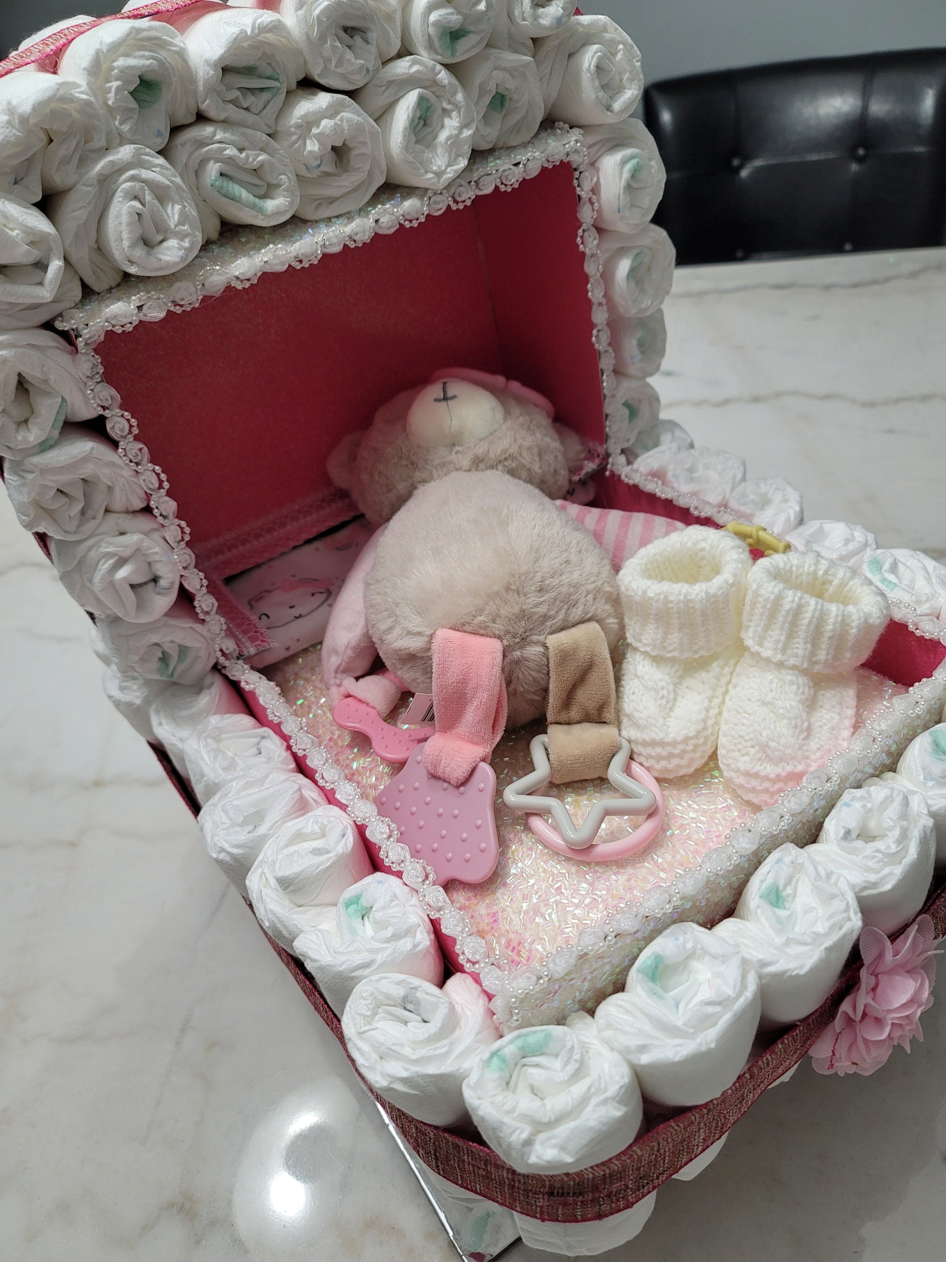 Diaper Cake Baby Stroller (Girl)