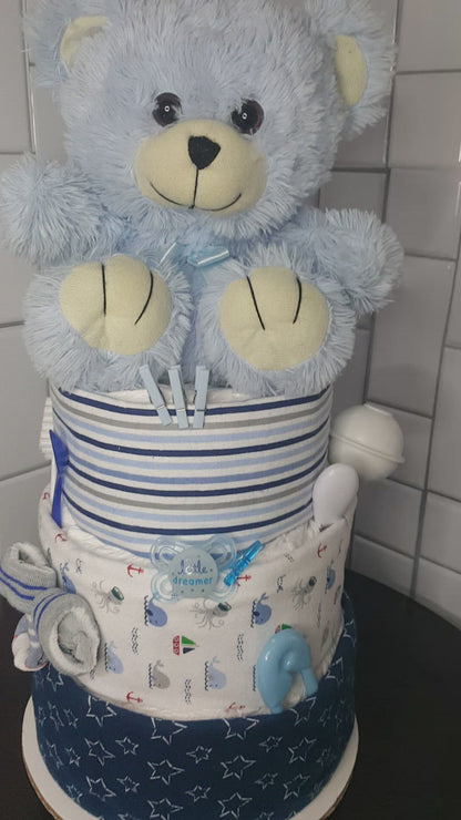 Diaper Cake - Blue Teddy (Boy)